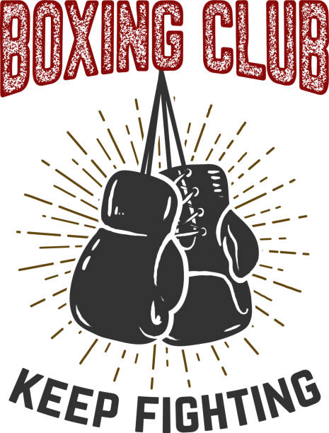 boxclub. weiter kämpfen. boxhandschuhe auf grunge hintergrund. - boxing glove boxing glove symbol stock-grafiken, -clipart, -cartoons und -symbole