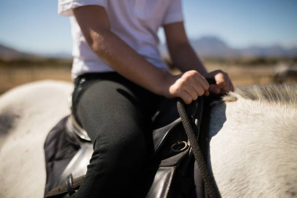 istock Child sitting on the horse back 848773138