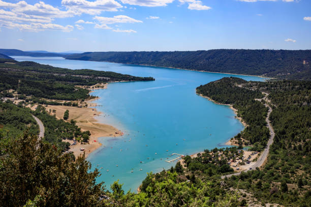 vue panoramique des gorges du verdon - water surface european alps mountain valley photos et images de collection