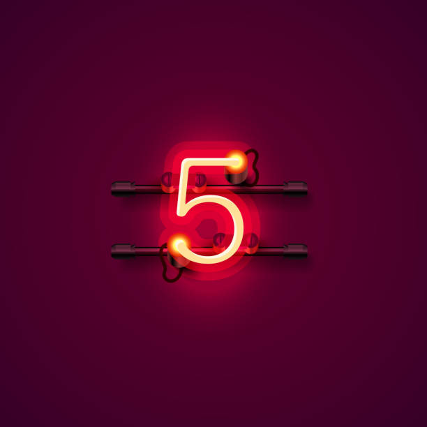 istock Neon city font sign number 5, signboard five. 848796652