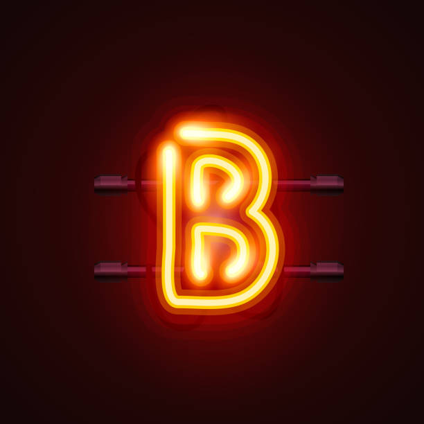 Neon font letter b, art design singboard. Neon font letter b, art design singboard. Vector illustration fire letter b stock illustrations