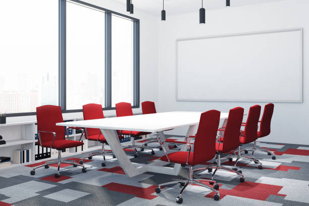 istock White and red conference room, poster, corner 848804196
