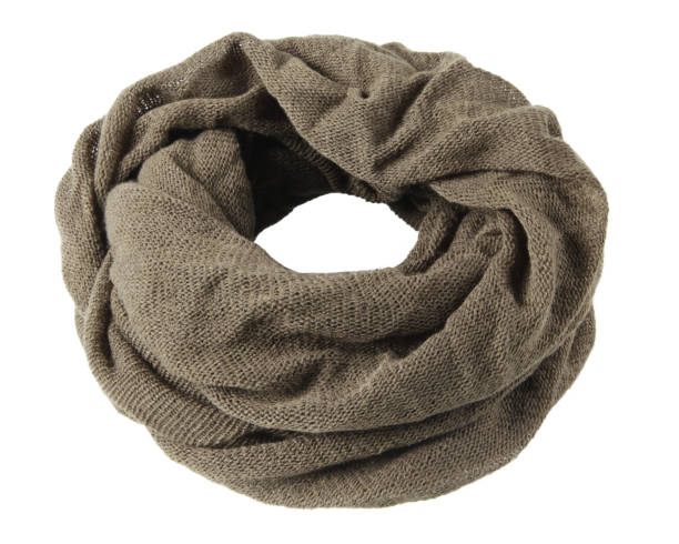 istock Khaki soft winter snood scarf isolated on white 848821526
