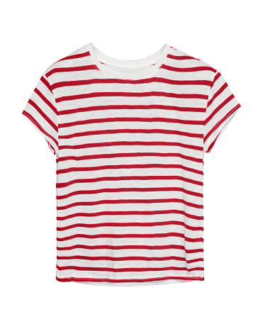 Red and white stripped sailor style t shirt isolated