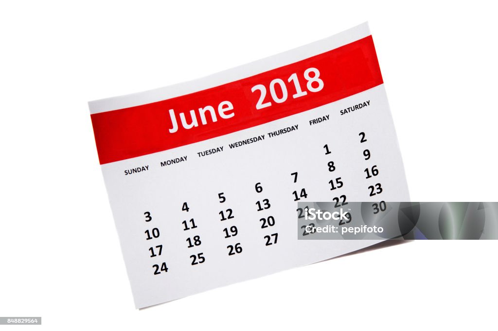 June 2018 June.Calendar 2018 year simple style. Week starts from sunday 2018 Stock Photo