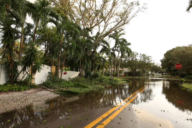 Flooded streets in Fort Lauderdale, Florida, USA. stock photo