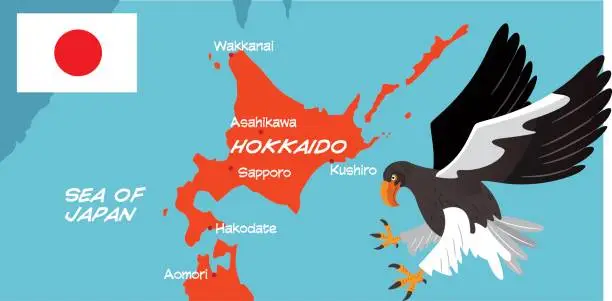 Vector illustration of HOKKAIDO (Steller's sea eagle)