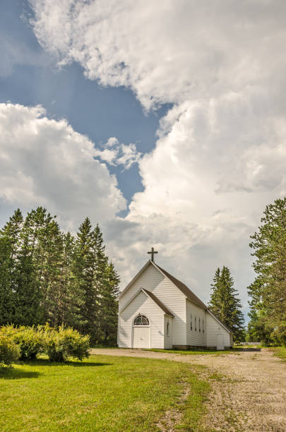 istock Rural White Church with a Cross 848847424