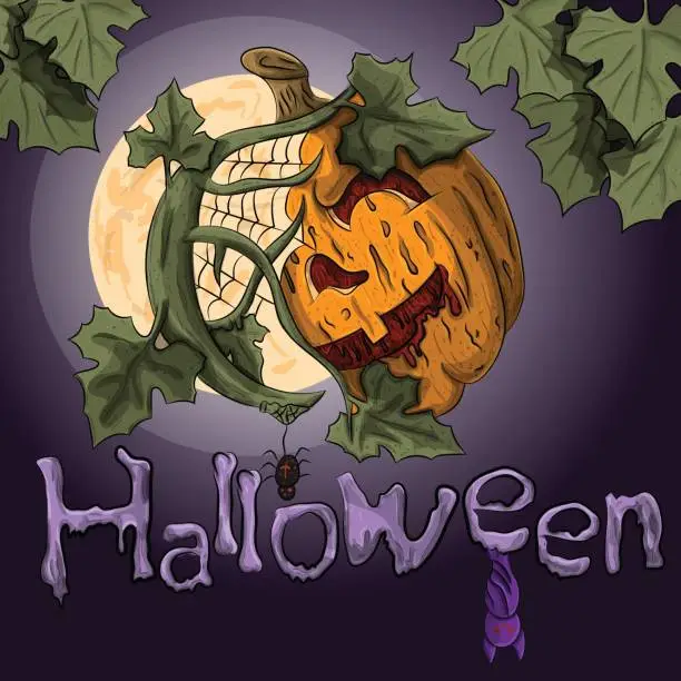 Vector illustration of Holiday label Halloween with holiday elements