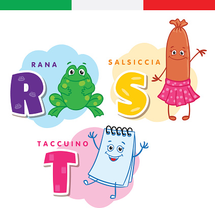  Ilustración de Alfabeto Italiano Rana Salchicha Bloc De Notas Vectores De Letras Y Caracteres y más Vectores Libres de Derechos de Camisa