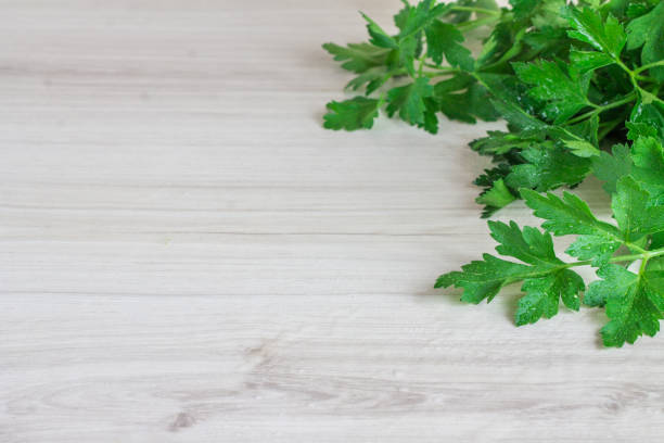 parsley on a wooden background