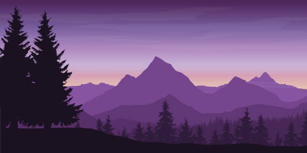 Free Stock Photo of Majestic Mountain Range Under a Purple Sky ...