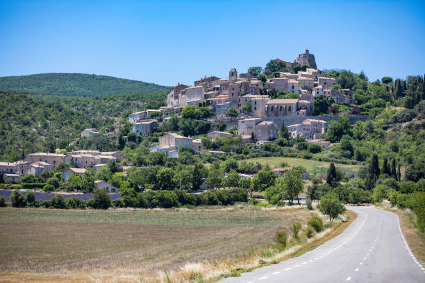 istock landscape with a small town view in Provence 848875010