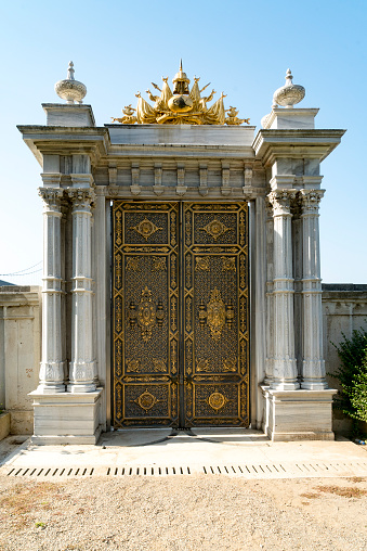 Sea door of the Beylerbeyi Palace in Istanbul, Turkey. September 17, 2017. This door opens to bosphorus sea. The Sultans was used this door for sea travel.