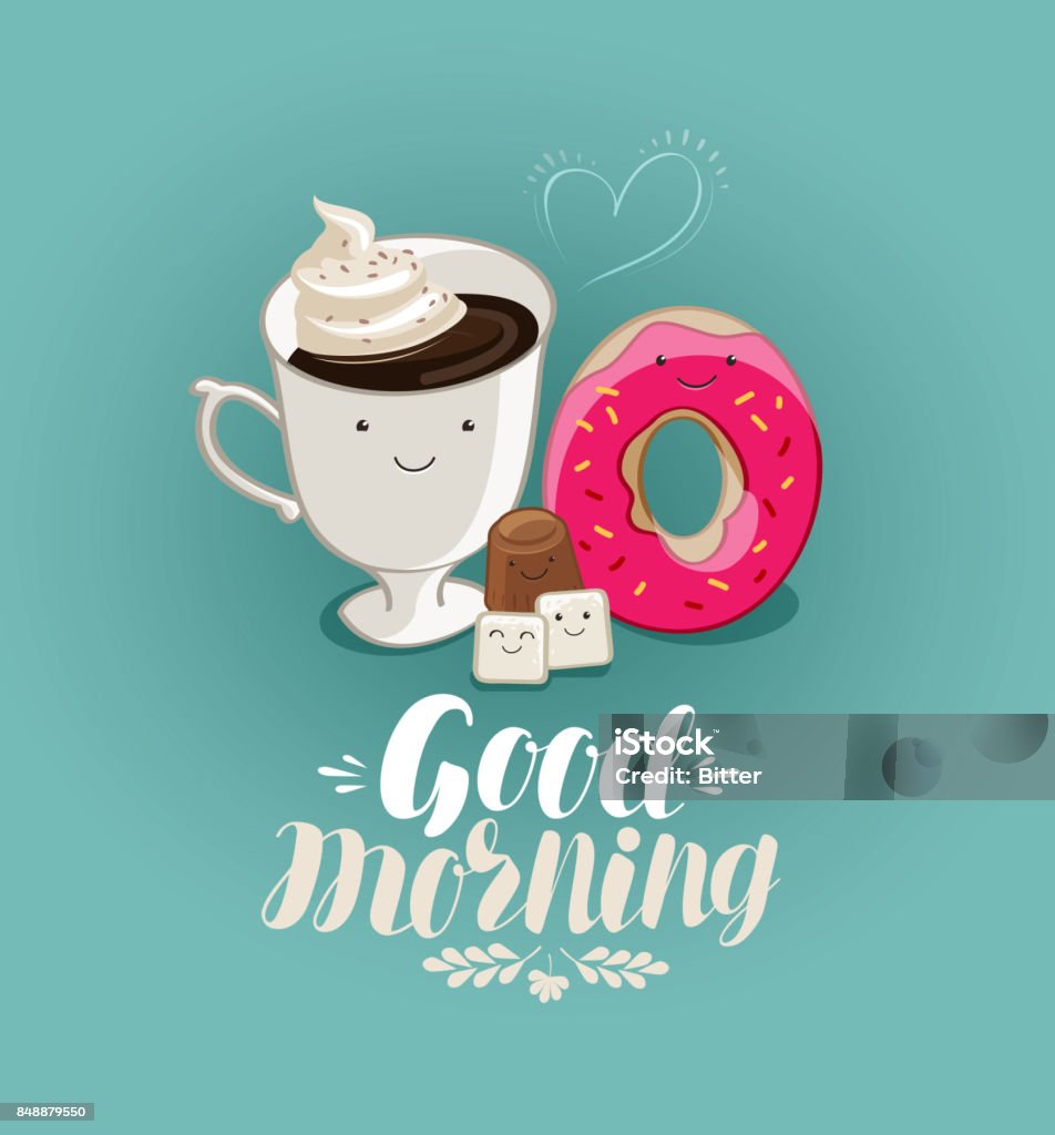 Chào Buổi Sáng Banner Đồ Uống Nóng Cốc Cà Phê Phim Hoạt Hình Tráng ...