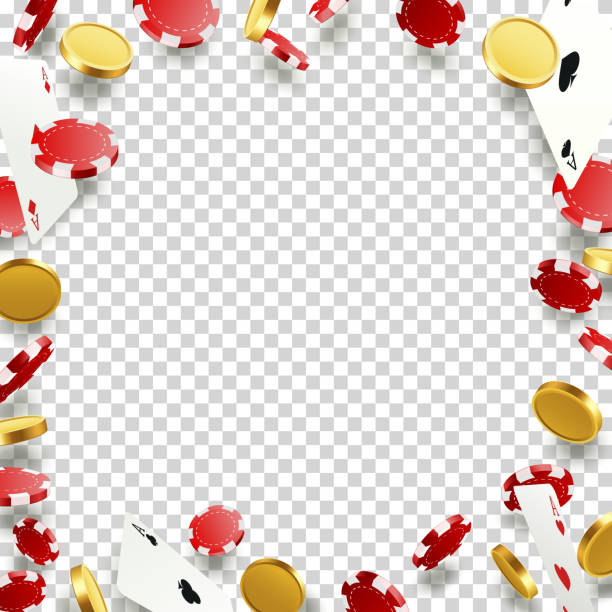 latające karty pokerowe z żetonami i monetami do gry. - casino black and white gambling chip gambling stock illustrations