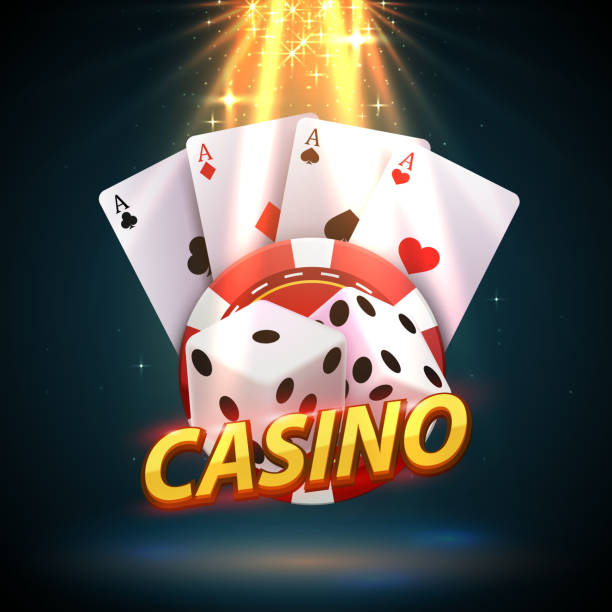 casino würfel banner schild auf hintergrund. - cards poker gambling chip dice stock-grafiken, -clipart, -cartoons und -symbole