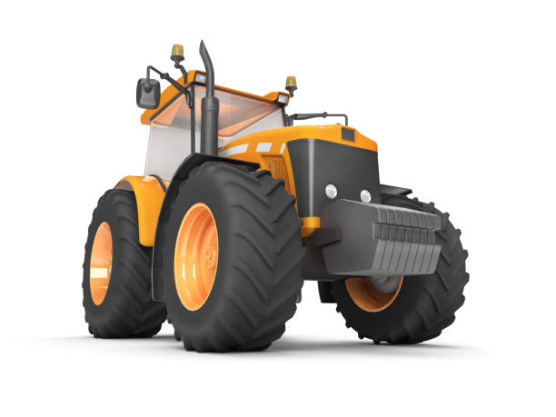 istock Wheel agricultural tracktor isolated on white background. Front side view 848902624