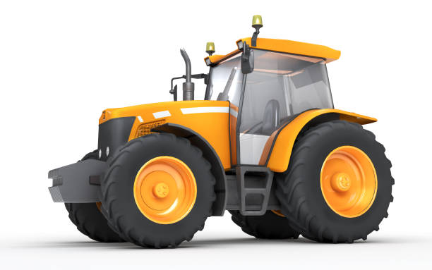 istock Wheel agricultural tracktor isolated on white background. Side view 848902788