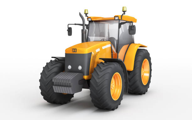 istock Wheel agricultural tracktor isolated on white background. Front side view 848902812