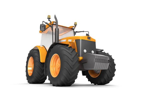istock Wheel agricultural tracktor isolated on white background. Front side view 848902858