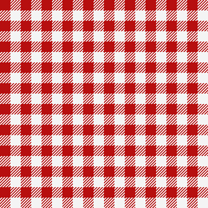 Red checkered texture, restaurant seamless pattern, kitchen tablecloth background, plaid wallpaper
