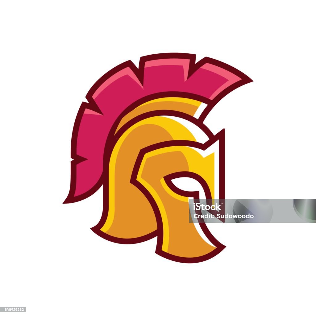 Golden Gladiator Helmet Logo Stock Illustration - Download Image Now -  Roman Centurion, Rome - Italy, Cartoon - iStock