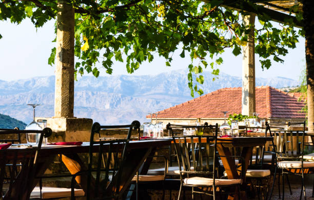 terrace with sea and mountain view - Croatia