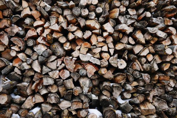 A stack of birch firewood - a natural