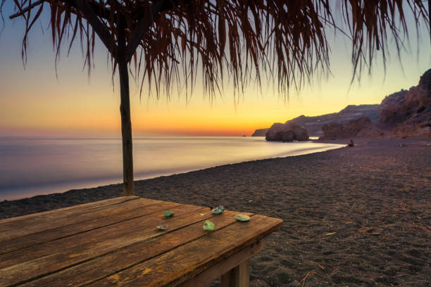 Summer view of a beach at sunset, Tertsa, Crete, Greece