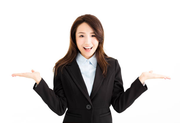 istock happy business woman raising her hands on both sides 848943656