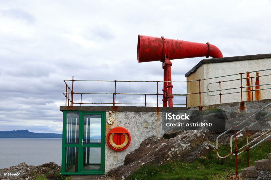 Red misthorn at Ardnamurchan Lighthouse in Scotland Architecture Stock Photo