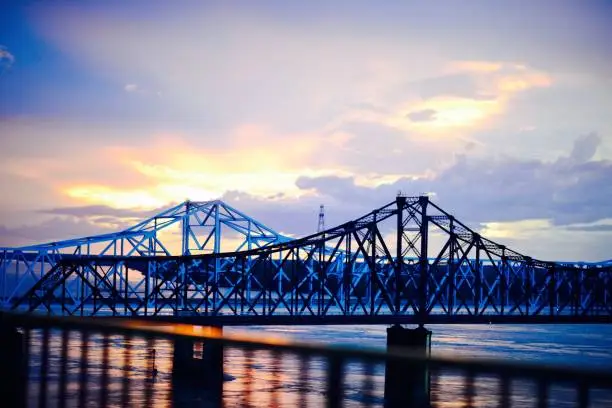 Mississippi river bridge from Vicksburg, Mississippi