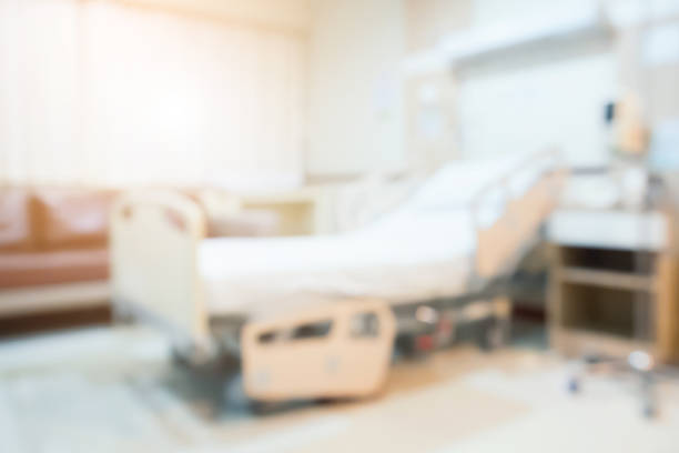 Abstract blurred hospital room interior for background Abstract blurred hospital room interior for background hospital room stock pictures, royalty-free photos & images