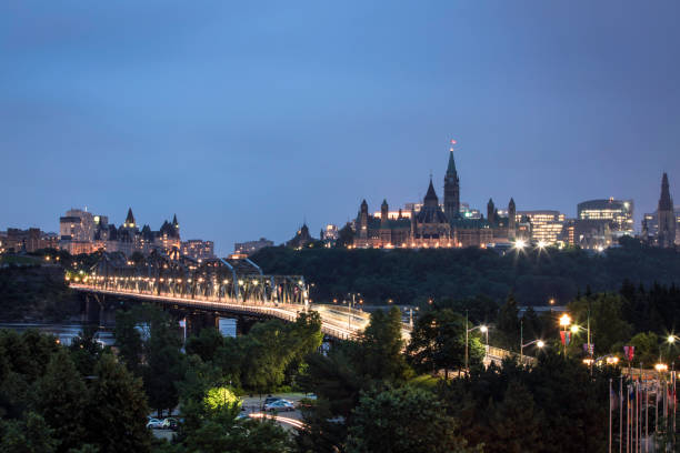 istock View of Parliament Hill from Ottawa River, Canada at Dusk 848994554