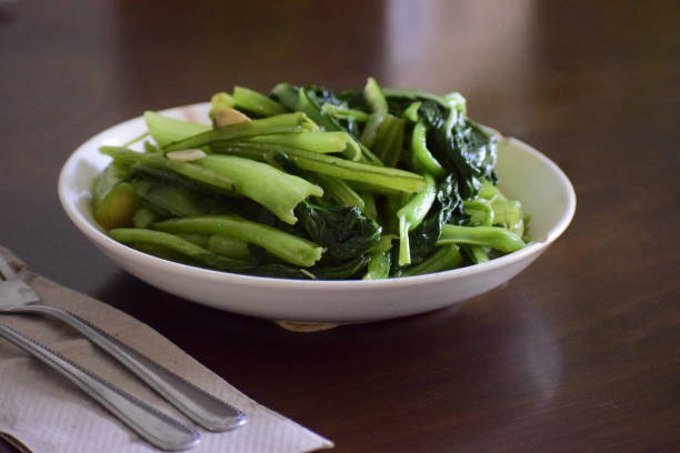 A Bowl of Yu Choy dish ready to eat. Created in 08/13/2017
