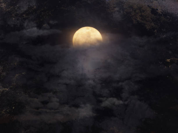 абстрактное ночное небо с полной луной для хэллоуина фон. - moody sky audio стоковые фото и изображения
