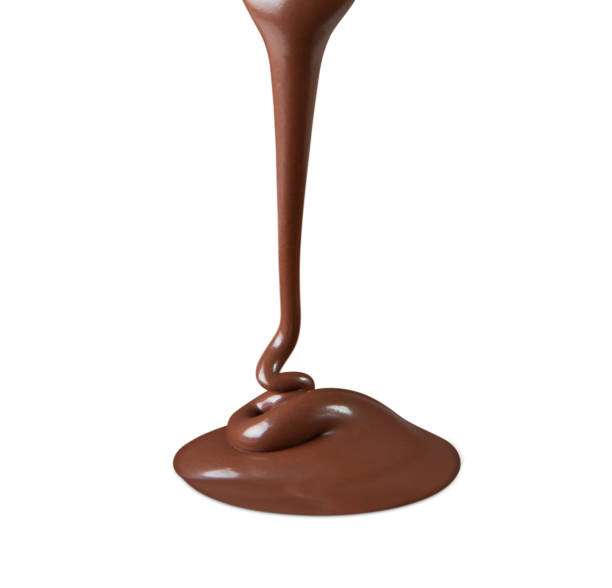 istock Melting chocolate drop on white background, bakery, sweet, confectionery 849038050