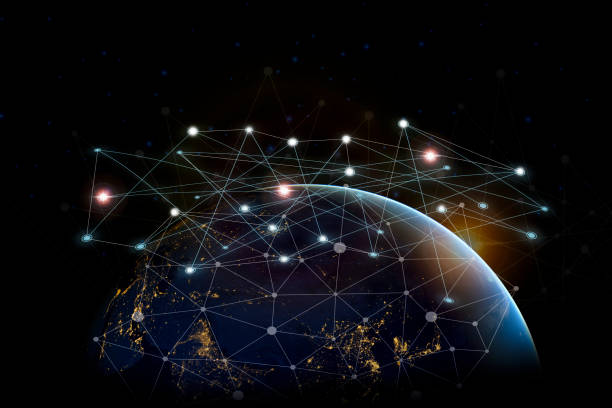 istock Network line dot on the dark and Internet Network concept with Part of earth Elements of this image furnished by NASA 849038384