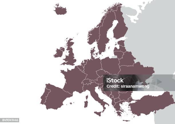 Detaillierte Karte Europa Stock Vektor Art und mehr Bilder von Europa - Kontinent - Europa - Kontinent, Karte - Navigationsinstrument, Vektor