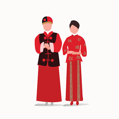 Chinese traditional wedding dress vector