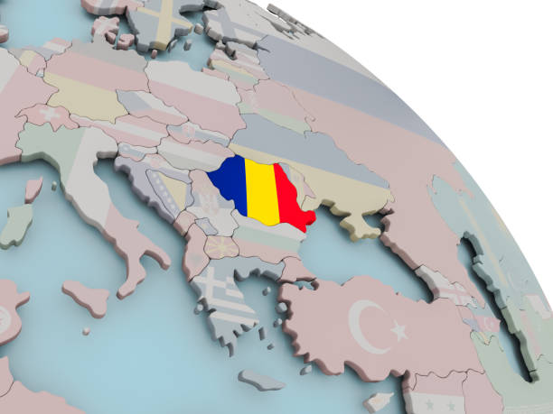 istock Map of Romania with flag 849049012