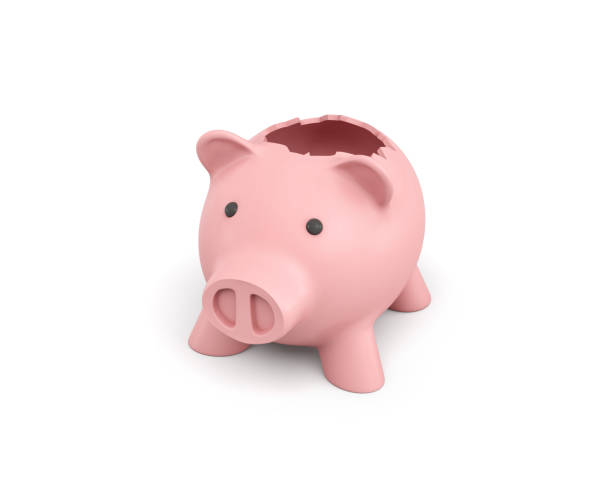 istock 3d rendering of a pink ceramic piggy bank with a broken top on white background 849050236