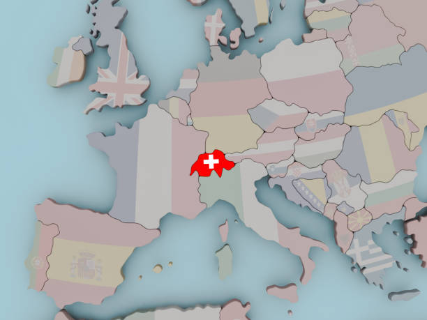 istock Switzerland on political globe with flag 849053020