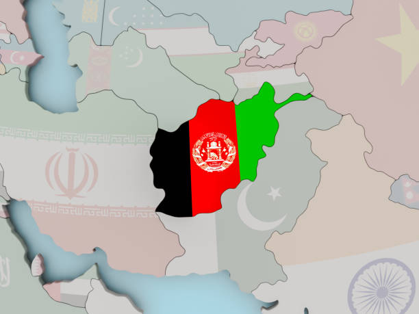 istock Afghanistan on political globe with flag 849053082