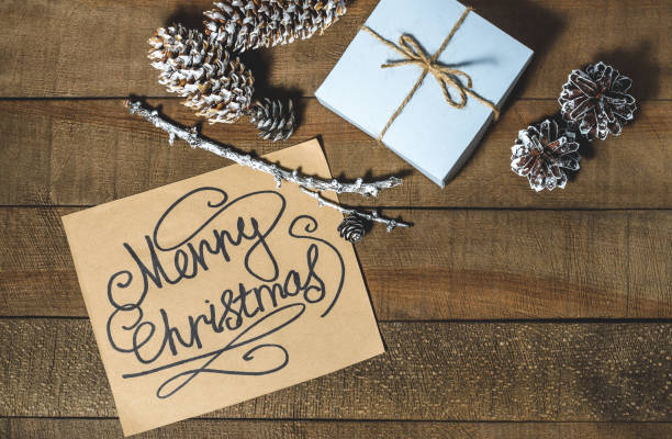istock Christmas composition, top view, pastel colors on a wooden background 849069580