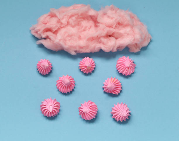 istock Sweet pink cotton candy on a colored background 849070380