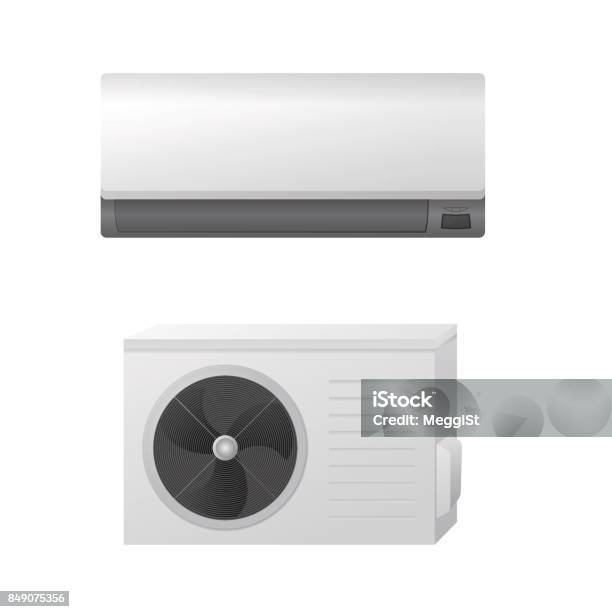 The Air Conditioning Split System Outdoor And Indoor Unit Stock Illustration - Download Image Now
