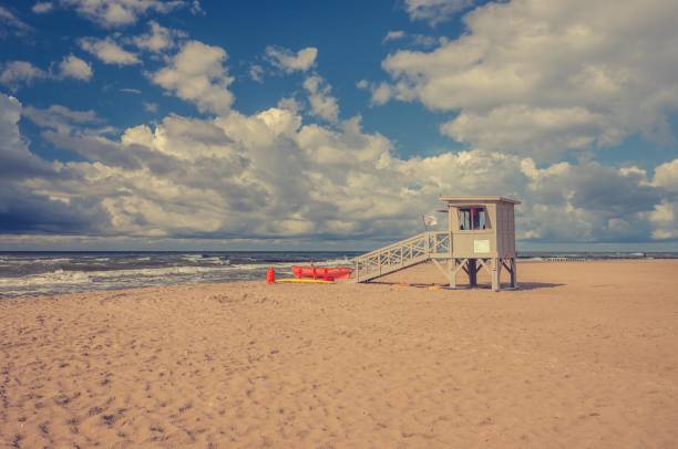 istock Lifeguard shed on Baltic coast, Row,y Poland 849075514