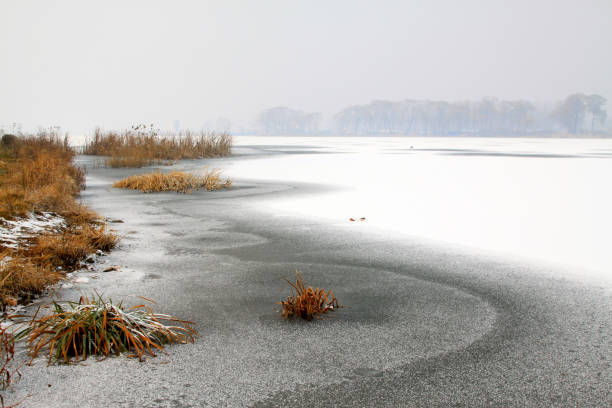 circular pattern on the ice, in the river, winter, China